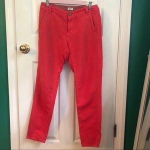 Madewell linen blend coral red pants size 2